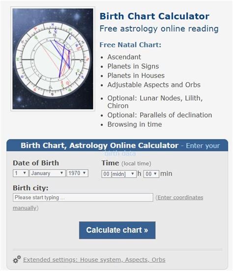 natal chart calculator astro seek